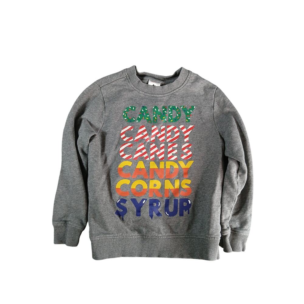 Hanna Andersson Elf Sweatshirt Kids 120cm 6-7 Gray Christmas Candy Syrup Cotton
